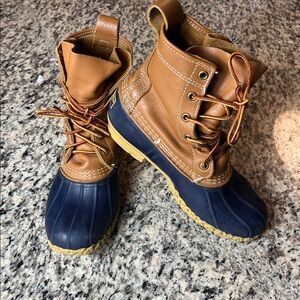 L.L. Bean Tan Blue Winter Duck Boots